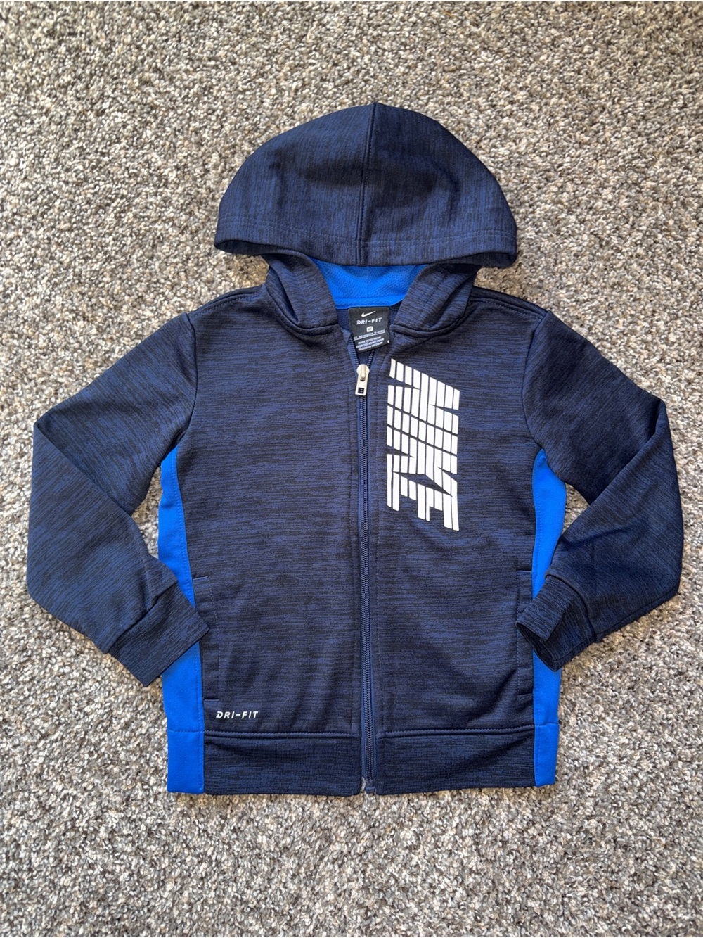 Nike Boys Navy and Royal Blue Hooded Zip Sweatshirt